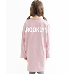 Bee【♪クーポン利用で20％OFF♪】バックロゴワンピース◇くすみラベンダー◇子供服 キッズ 女の子 オーバーサイズ 無地 100 110 120 130 140 150 160