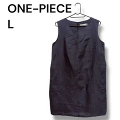 a1449 【ONE-PIECE】Lサイズ ノースリーブワンピース 濃紺/黒