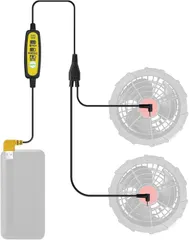 空調作業服用 USBファンケーブル 12V USB to DC 作業着互換ケーブル 3段階風力調整(高 中 低) モバイルバッテリー用コード 交換用 ユニバーサル、あらゆる作業服ファン対応