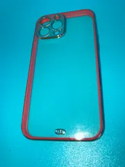 iPhone13 Pro Max 対応 クリアケース 赤フチ × ゴールドカメラカバー**