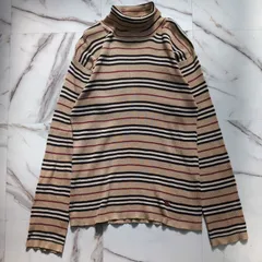 BURBERRY BLACK LABEL ノバチェック ノバ ボーダー ノヴァ タートルニット セーター 3(L) コットン  ナイト刺繍 ホース刺繍 ロゴ
