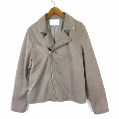 ユナイテッドアローズ A DAY IN THE LIFE UNITED ARROWS ライダースジャケット フェイクスエード ストレッチ ジップアップ M グレージュのサムネイル