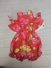 フラワーパターン 冬 ロンパース セット 95