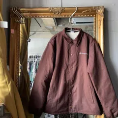 ＠　チャンピオン　CHAMPION　コーチ　ジャケット　刺繍　ロゴ　ブラウン　brown　茶色　長袖　boa　ボア　ジャケット アウター 羽織