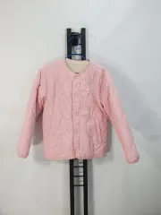 THE NORTH FACE ザノースフェイス キッズ 軽量 ダウン フリース リバーシブル カーディガン キルティングジャケット ピンク白 140