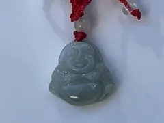 金運アップ 天然玉 ネフライト 軟玉 翡翠 佛像 ネックレス-薄色- ZZ37