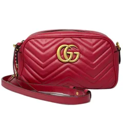 【中古】 グッチ ショルダーバッグ GGマーモント スモールショルダー スモールカメラバッグ レッド 447632 レディース