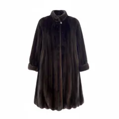 54L4 AMERICAN FUR AWARDS アメリカンフォーアワード 4つ星 マホガニーミンク 裾フリル 超ロングコート 丈110cm サイズM ブラウン 最高級本毛皮 MINK FURt18r