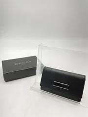 CS2006　グッチ　キーケース　無地　ブラック　レザー 6連 キーケース 鍵入れ