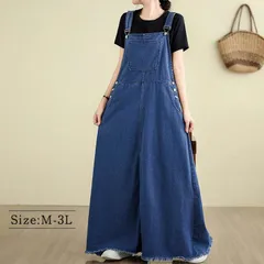 ジャンパースカート サロペットワンピース オールインワン デニムワンピース 重ね着 マキシ丈 ワンピ ロングワンピー 体型カバー レディース 大きいサイズ 春 夏 秋 冬 M L milyxk27