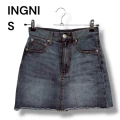 a1450 INGNI（イング）デニムミニスカート Sサイズ フリンジヘム　イング デニム ミニスカート S フリンジ カットオフ 裾切りっぱなし