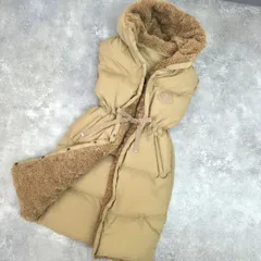 専用ページ 美品 定価20万超 MONCLER モンクレール ロング丈  リバーシブル 大き目ロゴワッペン ダウンベスト F20931C52370 レディース サイズ0 S ナイロン キャメル 中古