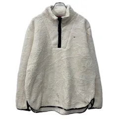 TOMMY HILFIGER フリースジャケット XL ホワイト トミーヒルフィガー ハーフジップ 刺繍ワンポイント フリース アウトドア 秋物 a712-5280