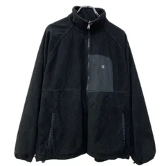 Champion フリースジャケット XL ブラック チャンピオン ジップアップ 刺繍ワンポイント アウトドア フリース 無地 秋物 a712-5285