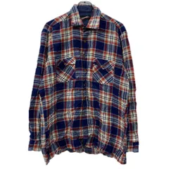 RUGGED 長袖 ネルシャツ L ブルー マルチカラー ラギッド ボタン 胸ポケット アクリル100% チェックシャツ チェック柄 秋物 a712-5327