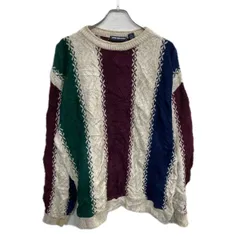 USA製 VAN HEUSEN コットン混ニット L アイボリー ヴァンヒューゼン プルオーバー カラフルニット トップス 秋冬物 a712-5245