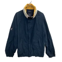 NAUTICA セーリングジャケット XL ネイビー×ホワイト×イエロー ノーティカ ジップアップ スナップボタン 薄手アウター 春秋物 a712-5249