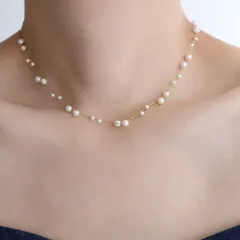 A206 パール ネックレス フェミニン シンプル　上品　プチプラ　重ね付け