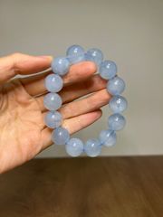 ☆美品☆天然石 高品質 アクアマリン ブレスレット14.5㍉約16.5㌢☆M4