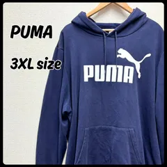 PUMA プーマ トップス パーカー ネイビー 3XLサイズ 古着 メンズ ビッグロゴ フーディー