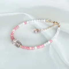 アメトリン、インカローズ、ローズクォーツのブレスレット【14kgf】
