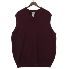大きいサイズ メンズUS-XXL TALLサイズ L.L.Bean エルエルビーン Vネックコットンニットベスト エンジ系 90s 00s アメリカ古着 hsc-0881