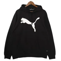大きいサイズ メンズUS-XLサイズ PUMA プーマ プリントスウェットパーカー ブラック 裏起毛 アメリカ古着 hsc-0887