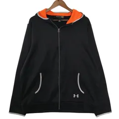 大きいサイズ メンズUS-XXL UNDER ARMOUR アンダーアーマー スウェットジップパーカー 刺繍ロゴ ブラック 胸囲約132cm 裏起毛 hsc-0889