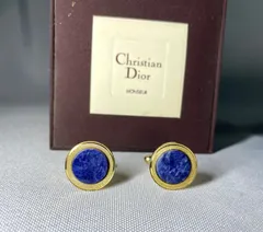 美品 希少 Dior ディオール ソーダライト装飾 ゴールド オーバルヴィンテージカフス カフリンクス ボタン メンズアクセサリー ケース有