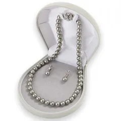 【新品】 [鎌倉工芸] パール 8ミリ珠 ネックレス イヤリング 2点 セット 保管 ケース つき 貝パール 日本製 レディース ブラック 黒真珠 0