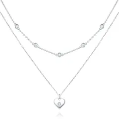 【新品】 [FANCIME] ネックレス レディース ハート 2連ネックレス ジルコニア シルバー S925 人気 アクセサリー ブランド クリスマス ホワイトディー 誕生日 記念日 プレゼント ブランド ギフトラッピング付 1