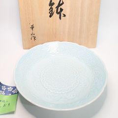NARUMI ナルミボーンチャイナ白耀磁器 青磁 鉄線花 深盛皿 木箱 - メルカリ