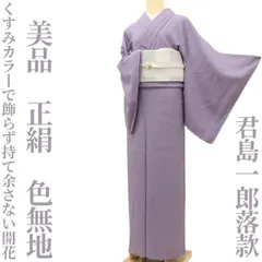 ✾まめ藤✾美品 君島一郎落款 正絹 着物“くすみカラーで飾らず、持て余さない開花”色無地 U-84