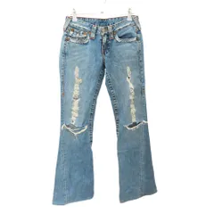 【中古】 TRUE RELIGION トゥルーレリジョン デニム レディース 27サイズ ダメージ加工 RN112790 ブルー フレア ジーパン ジーンズ A2504914 【無料ギフトラッピング承ります】