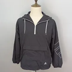 adidas　Lサイズ　ナイロンジャケット　アノラックパーカー　ウインドブレーカー　ハーフジップ　ブラック　アディダス