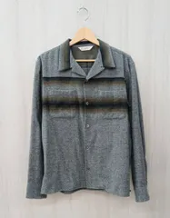 CALEE/キャリー/長袖シャツ/ウールオープンカラーシャツ/オーカー×グレー/Lサイズ