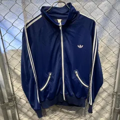 70s adidas 曲がりポケットトラックジャケット西ドイツ製 ホワイト ブルー アディダス 