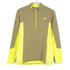 THE NORTH FACE ザ・ノース・フェイス メンズ 裏側 弱起毛 ハーフジップ 長袖Tシャツ オリーブ 95 (HU41756)