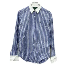 LAUREN RALPH LAUREN レディース 長袖 ストライプシャツ ブルー系 ホワイト 6 ローレンラルフローレン ダブルカフス 春秋物 a712-5348