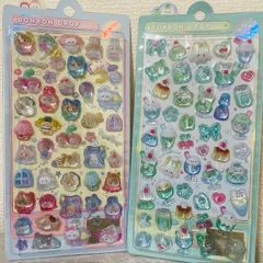 ボンボンドロップシール　アニマル　動物　着ぐるみ　ボンボン　スイーツ　クリア　3D　ぷっくり　2点セット