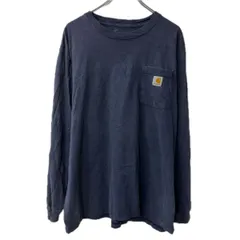 メキシコ製 Carhartt 長袖 プリントTシャツ L ネイビー カーハート ロンT 胸ポケット バックプリント カットソー トップス 春物 a712-5405のサムネイル