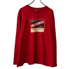 POLO JEANS CO. RALPH LAUREN 長袖 プリントTシャツ XL レッド ポロ ジーンズ ラルフローレン ロンT カットソー トップス 春物 a712-5407