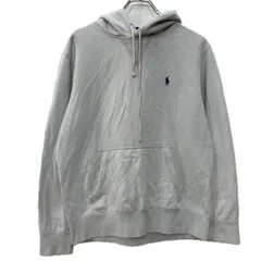 POLO RALPH LAUREN ロゴスウェット パーカー M ホワイトグレー ポロラルフローレン プルオーバー 刺繍ワンポイント 無地 秋物 a712-5426