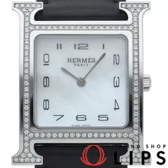 新品仕上げ済み　HERMES Hウォッチ ダイヤベゼル（天然・鑑別書付） HERMES エルメス Hウォッチ ダイヤベゼル HH1.230 シルバーアラビア