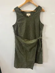 ピ248⚫︎LAURA ASHLEY⚫︎ローラーアシュレイ⚫︎ワンピース⚫︎ノースリーブ⚫︎共布⚫︎ウエストリボン付⚫︎総柄⚫︎size3⚫︎緑xオレンジ