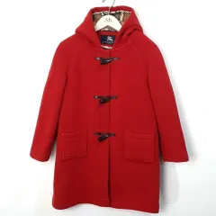 (130/9-10歳) バーバリー レッド フード ダッフル コート