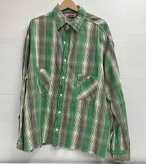 60's オンブレチェック レーヨンシャツ 開襟 ループカラー シャドウ