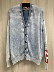 DIESEL K-ZENO ディーゼル ゼノ ブリーチ加工 カーディガン ラグラン ニット セーター ロゴ メンズL ブルー
