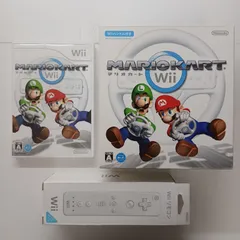 マリオカートWii Wiiハンドル付き + Wiiリモコン shiro　セット　Wii用ソフト