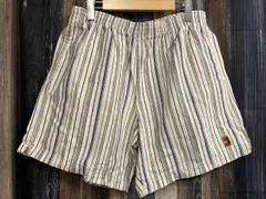 90s NIKE ナイキ ハーフ ショート 綿パン ホワイト xベージュxブルー M 